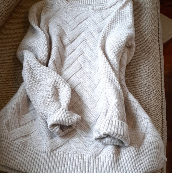 Sonoma Cream Knit Sweater Chevron Texture Women's Small S Neutral Cozy Winter - Picture 3 of 9